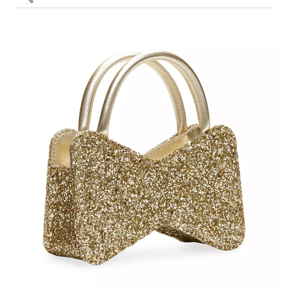 Mach & Mach Bow Shape Glitter Top Handle Bag
